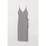H&M Dżersejowa sukienka z modalem 0732418002 Biały/Czarne paski