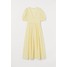 H&M Bawełniana sukienka z haftem 0783807001 Jasnożółty
