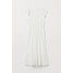 H&M Bawełniana sukienka z haftem 0752484002 Biały