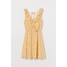 H&M Kopertowa sukienka 0610234006 Jasnożółty/Kwiaty