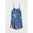 H&M Sukienka z falbaną 0779546001 Niebieski/Kwiaty