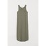 H&M Długa sukienka z dżerseju 0635222001 Ciemna zieleń khaki