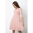Quiosque Różowa rozkloszowana sukienka z rękawem 3/4 4HS006500