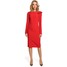 MOE M326 Sukienka z falbankami na ramieniu czerwona