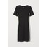 H&M Dżersejowa sukienka 0681176046 Czarny/Neonowożółty