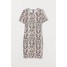 H&M Dżersejowa sukienka 0681176046 Jasnobeżowy/Wzór wężowej skóry