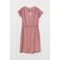 H&M Sukienka z dekoltem w serek 0618287005 Czerwony/Wzór