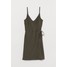 H&M Kopertowa sukienka z modalem 0660497003 Ciemna zieleń khaki