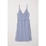 H&M Kopertowa sukienka z modalem 0660497003 Natur. biel/Niebieskie paski