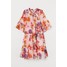 H&M H&M+ Trapezowa sukienka 0888047001 Jasnoróżowy/Duże kwiaty