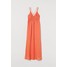H&M Długa sukienka w serek 0788247001 Koralowopomarańczowy
