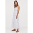 H&M Bawełniana sukienka w serek 0822199005 Biały