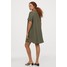 H&M Sukienka z dekoltem w serek 0816166009 Ciemna zieleń khaki