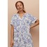 H&M Sukienka z dekoltem w serek 0816166009 Kremowy/Niebieski wzór