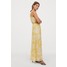 H&M Długa sukienka z szyfonu 0865471001 Żółty/Kwiaty