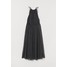 H&M Szyfonowa sukienka 0783398001 Czarny/Wzór liści