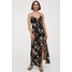 H&M Długa sukienka ze sznurowaniem 0870297001 Czarny/Kwiaty