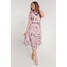 Quiosque Różowa rozkloszowana sukienka z kwiatowym wzorem za kolana 4JW022510