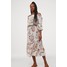 H&M Sukienka z odkrytymi ramionami 0831460002 Biały/Róże