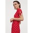 H&M Kopertowa sukienka we wzory 0714828001 Czerwony/Białe kropki