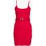 Missguided BELTED BUTTON STRAPPY MINI DRESS Sukienka letnia red M0Q21C1K8