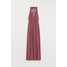 H&M Długa sukienka 0644797001 Ciemnoróżowy