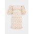 Topshop ANIMAL SHIRRED BARDOT Sukienka letnia ivory TP721C197