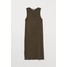 H&M Sukienka bez rękawów 0767605007 Ciemna zieleń khaki