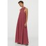 H&M Szeroka sukienka z jedwabiu 0892700001 Ciemnoróżowy