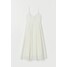 H&M Sukienka z haftem angielskim 0726186001 Kremowy