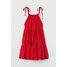 H&M Szeroka sukienka z falbanami 0788323004 Czerwony