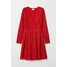 H&M Sukienka z dekoltem w serek 0573059003 Czerwony