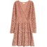 H&M Sukienka z dekoltem w serek 0573059003 Ciemny pudroworóżowy