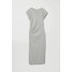 H&M Drapowana sukienka z dżerseju 0611235002 Jasnoszary melanż