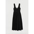 H&M Bawełniana sukienka z haftem 0769777002 Czarny