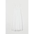 H&M Bawełniana sukienka z haftem 0769777002 Biały