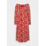 Missguided Tall MILKMAID SHIRRED BUST MIDI FLORAL Sukienka letnia red MIG21C08I