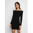 Even&Odd BASIC OFF-SHOULDER MINI LONG SLEEVES DRESS Sukienka etui black EV421C0ZW