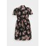 Dorothy Perkins Curve FLORAL SHORT SLEEVE DRESS Sukienka letnia black DP621C0FR