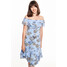 Quiosque Błękitna sukienka z falbanami i dekoltem carmen 4JI011810