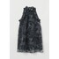 H&M Trapezowa sukienka z falbanką 0929598001 Czarny/Wzór