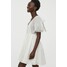 H&M Sukienka z bufiastym rękawem 0896375002 Biały