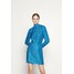Glamorous MINI PLISSE DRESS WITH LONG SLEEVES HIGH NECK AND TIE BACK Sukienka koktajlowa blue GL921C0O7