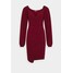 Missguided BALLOON SLEEVE SLINKY V NECK DRESS Sukienka letnia burgundy M0Q21C1TB