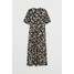 H&M Dżersejowa sukienka do łydki 0919257001 Czarny/Kwiaty