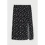 H&M Spódnica z długimi rozcięciami 0842062002 Czarny/Fioletowe kwiaty