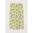 H&M Spódnica z długimi rozcięciami 0842062002 Jasnożółty/Kwiaty