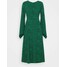 Victoria Beckham LONG SLEEVE TWIST BACK MIDI Długa sukienka dark navy/emerald V0921C01A