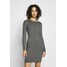 Even&Odd knit mini wide rib basic dress Sukienka etui grey melange EV421C10L