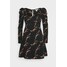 Topshop RUCH SLEEVE TEA DRESS Sukienka letnia black TP721C1E9